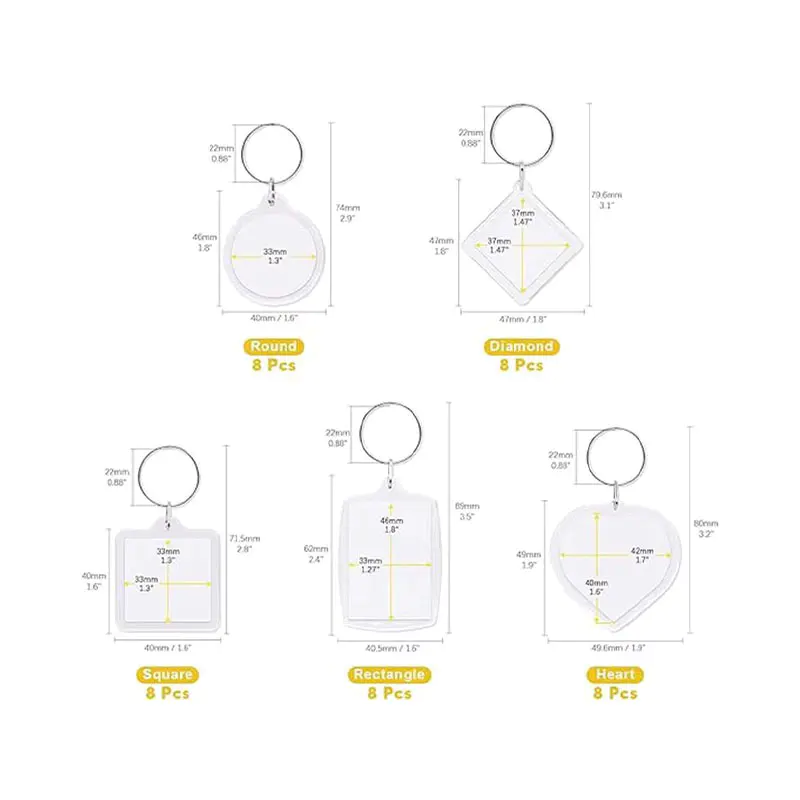 Transparent Double Side Acrylic Photo Frame Keychain Holder