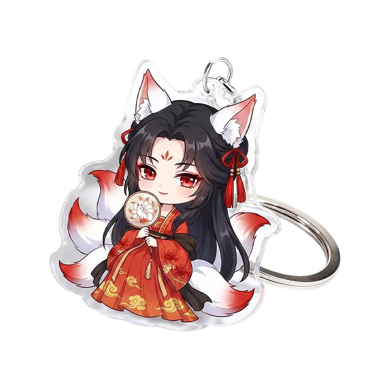 Wholesale Custom Cute Transparent Acrylic Keychain Double-Sided Digital Printed Cartoon Anime Humanoid Logo Lightweight DIY