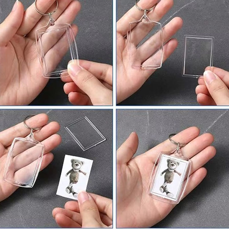 Blank Acrylic Photo Frame Keychain Personal Insert Holder