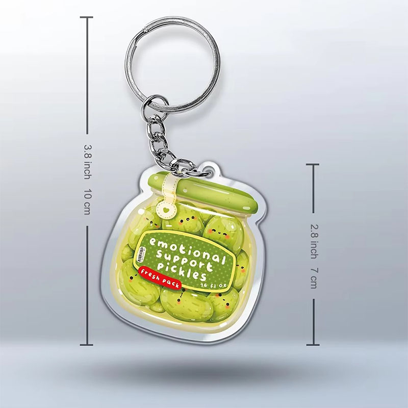 Custom Funny Emotional Support Pickle Acrylic Keychains Cute Bag Pendant Decor for Cars Motorcycles Backpack Daily Use