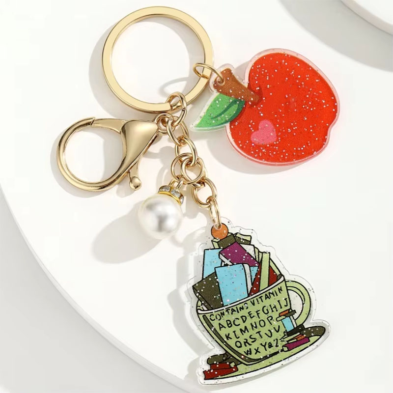 Graduation Acrylic Keychain Metal Pearl Pendant Custom