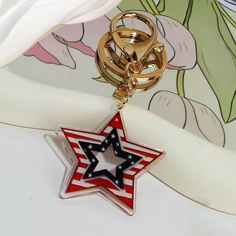 American Independence Day Series Flexible Acrylic Keychain Pendant Cartoon Style Digital Photo Element Promotion Gift Bag