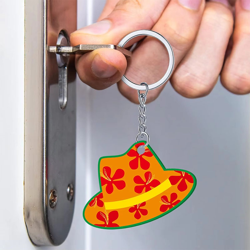 Summer Acrylic Keychains Bulk Hawaiian Luau Party Favor Flamingo Pineapple Beach Keychain Cute Tropical Hawaiian Keyring
