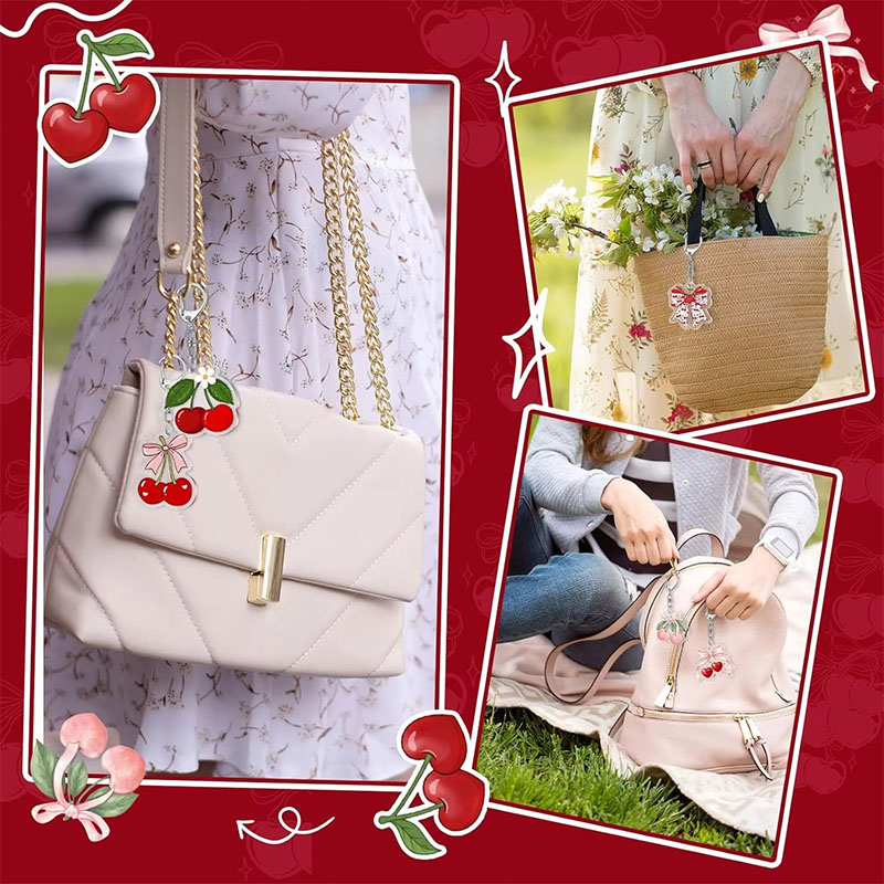 Custom Cherry Acrylic Keychain Bulk Bag Charm