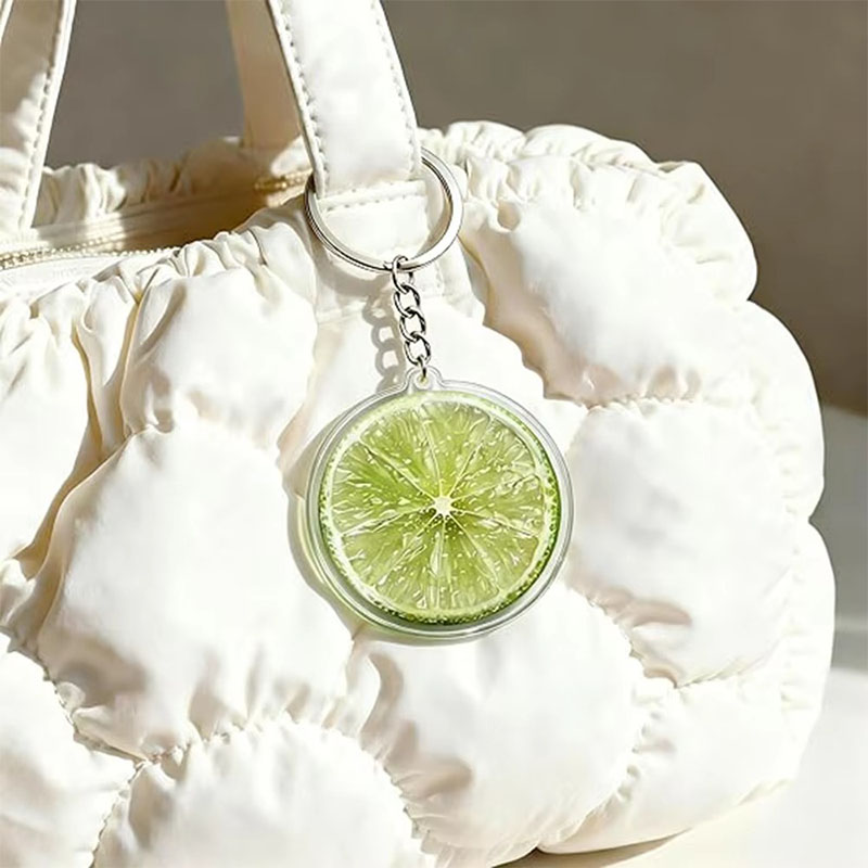 Custom Cute Lime Slice Acrylic Fruit Keychain Fresh Aesthetic Bag Charm Double Sided Pendant for Keys Backpack Purse