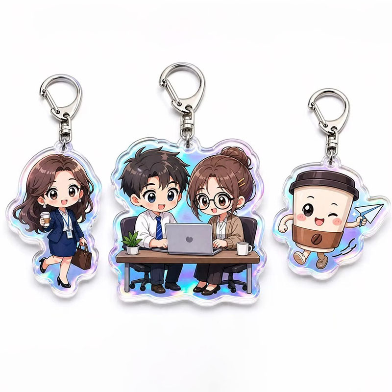 Custom Anime City Acrylic Keychain Epoxy Double Sided Pendant