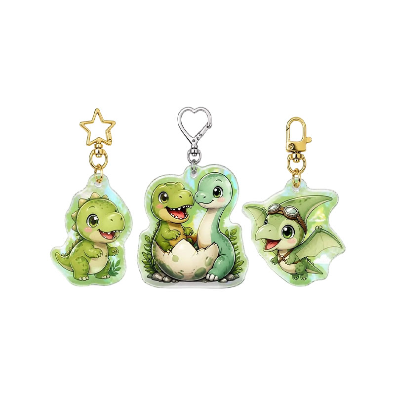 Custom Dinosaur Acrylic Keychain T Rex Anime Epoxy Charm