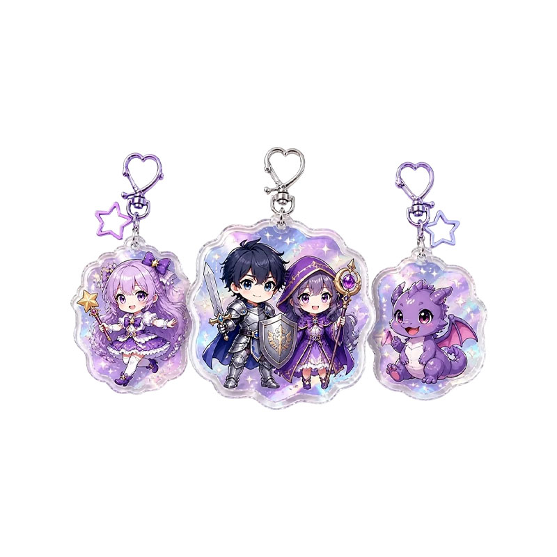 Double Sided Acrylic Keychain Glitter Epoxy Scratch Resistant