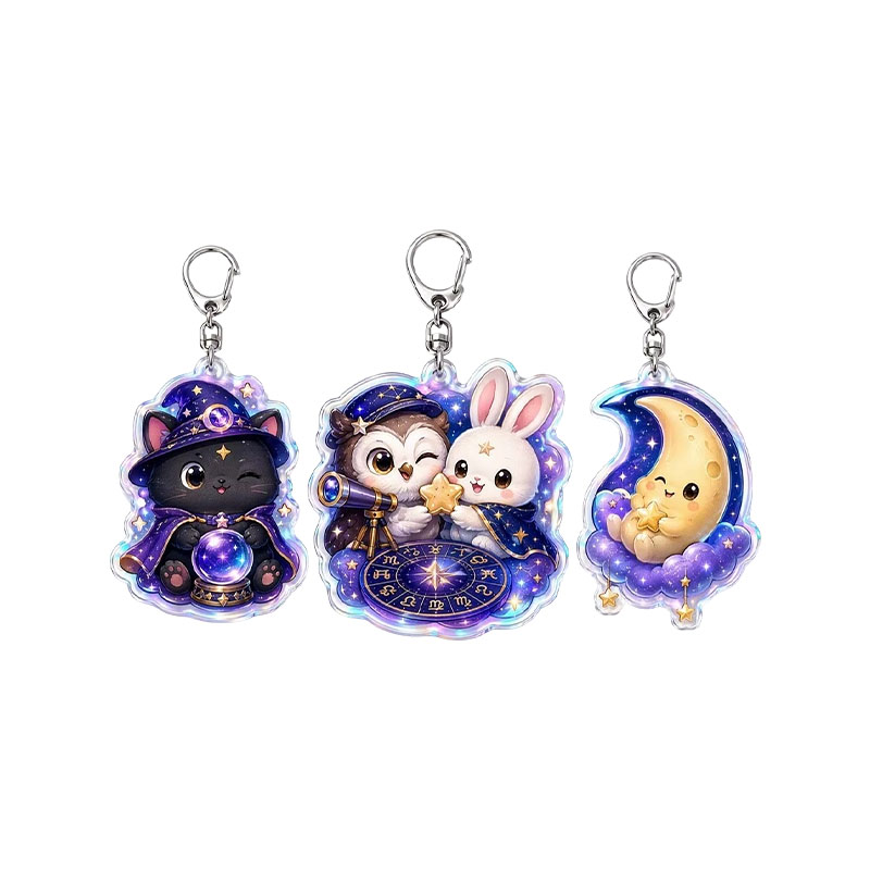 Custom Zodiac Acrylic Keychain Astrology Holographic Epoxy Charm
