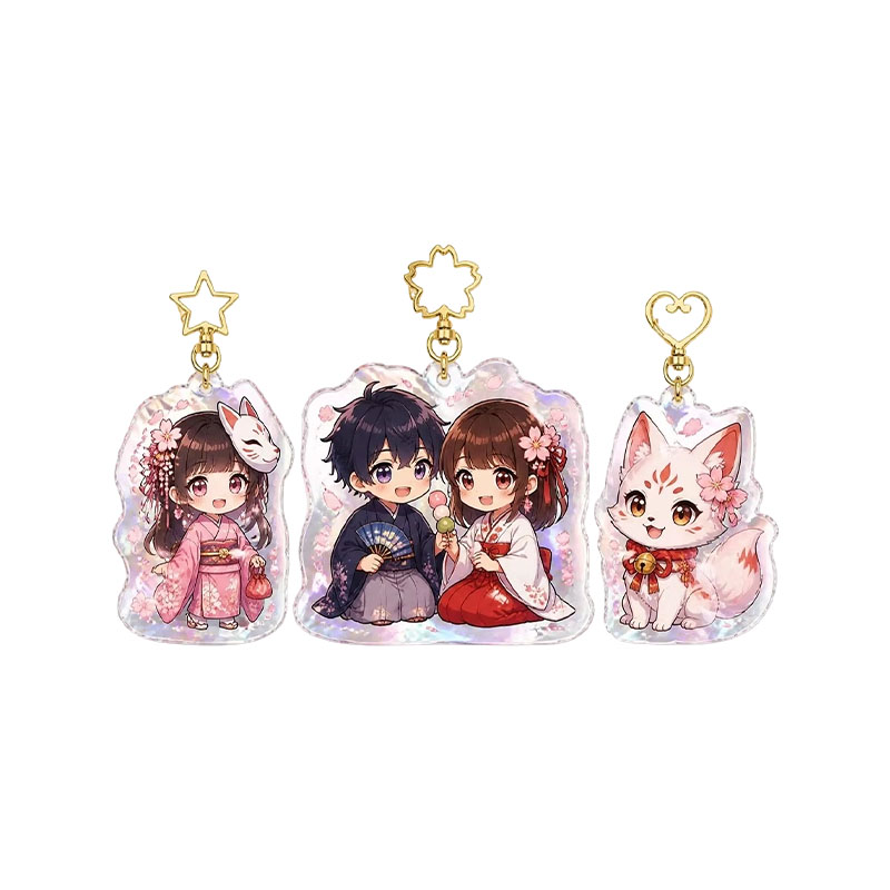 Rainbow Holographic Acrylic Epoxy Keychain Anime Pendant