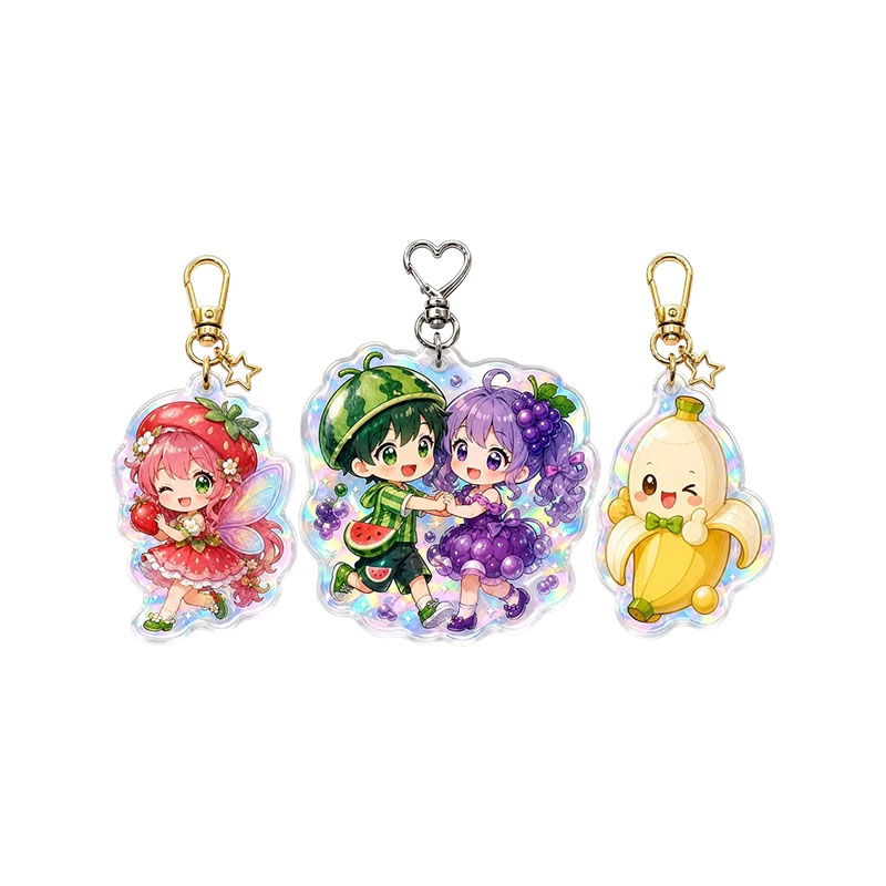 Custom Fruit Acrylic Keychain Watermelon Strawberry Epoxy Pendant