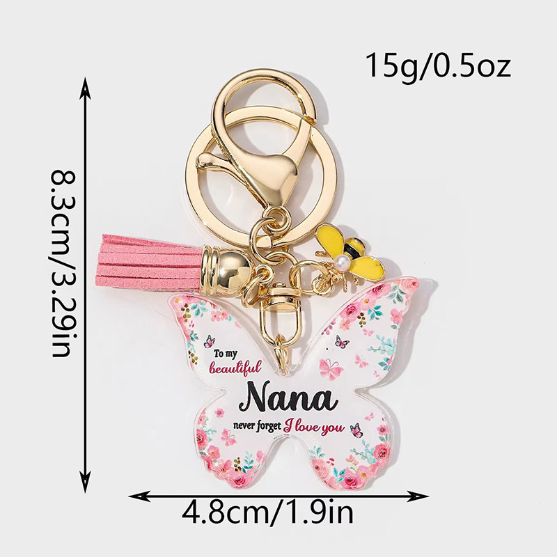 Customized LOGO Clear Acrylic Keychain Glitter Epoxy Keyring with Cartoon Style Anime Pin Stand Plastic Keychain Charm