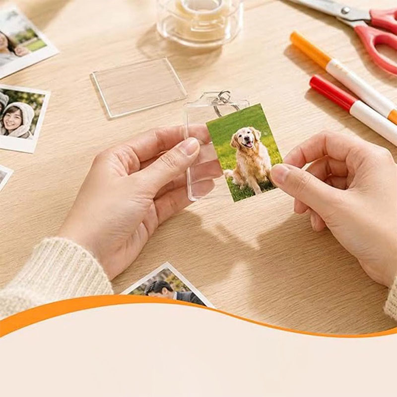 Custom Photo Insert Acrylic Photo Frame Keychain Double