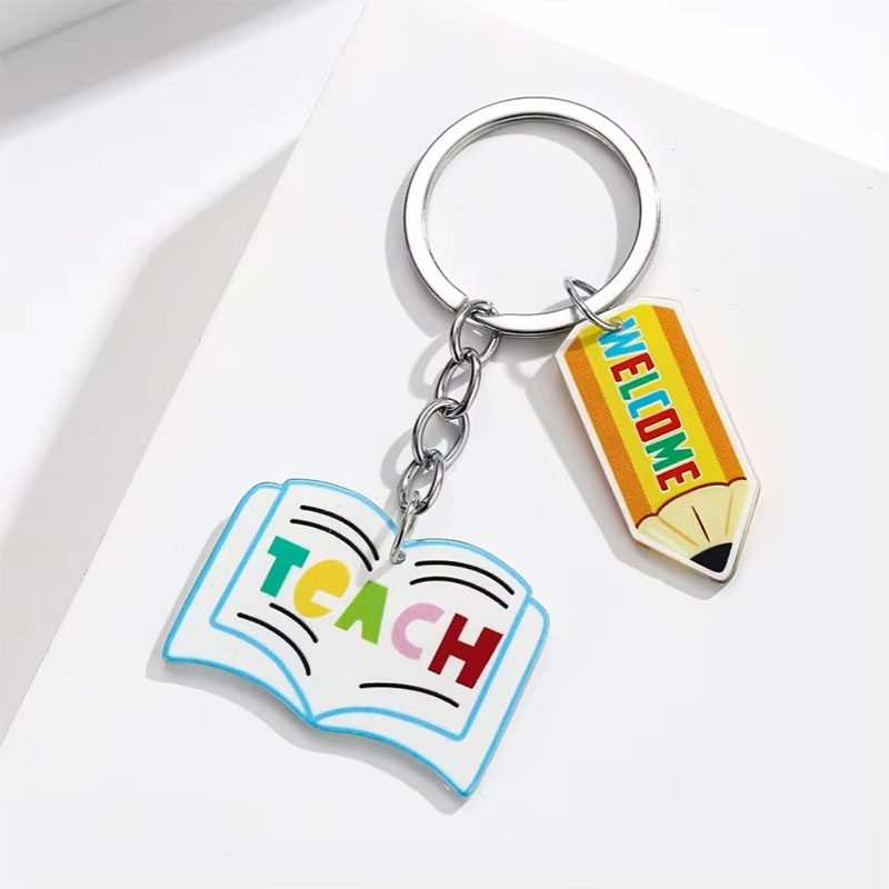 Cute Cartoon Rainbow Heart Keychain Pendant New Acrylic PVC Plastic Backpack Car Hanging Decoration Gift for Couples