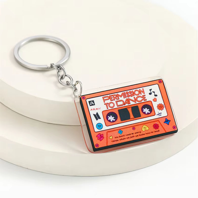 Retro Music Acrylic Keychain Digital Printed Cartoon Pendant