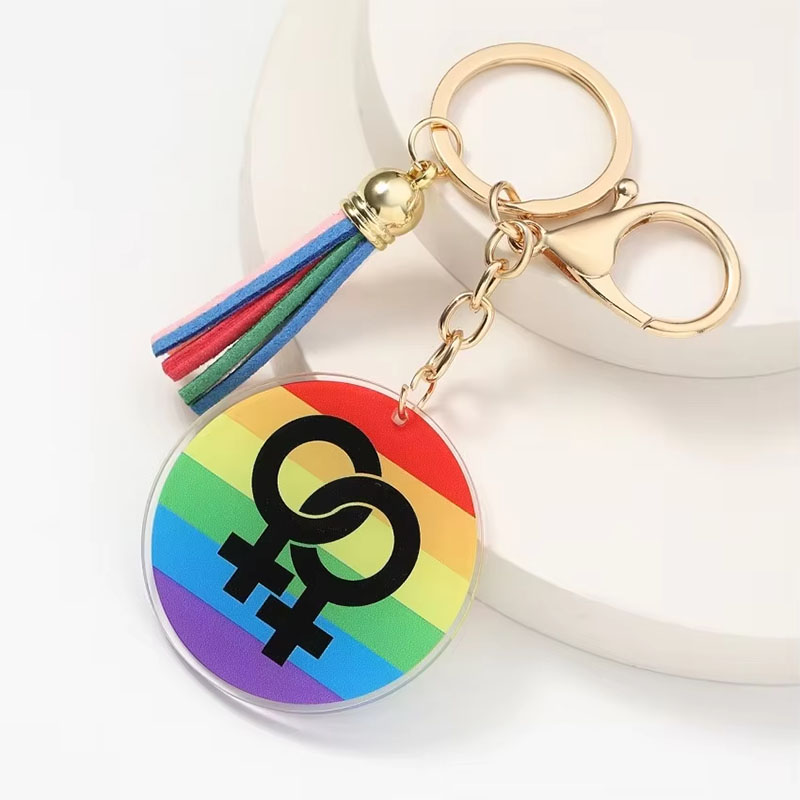 Rainbow Pride Acrylic Keychain Custom Letter Tassel Pendant