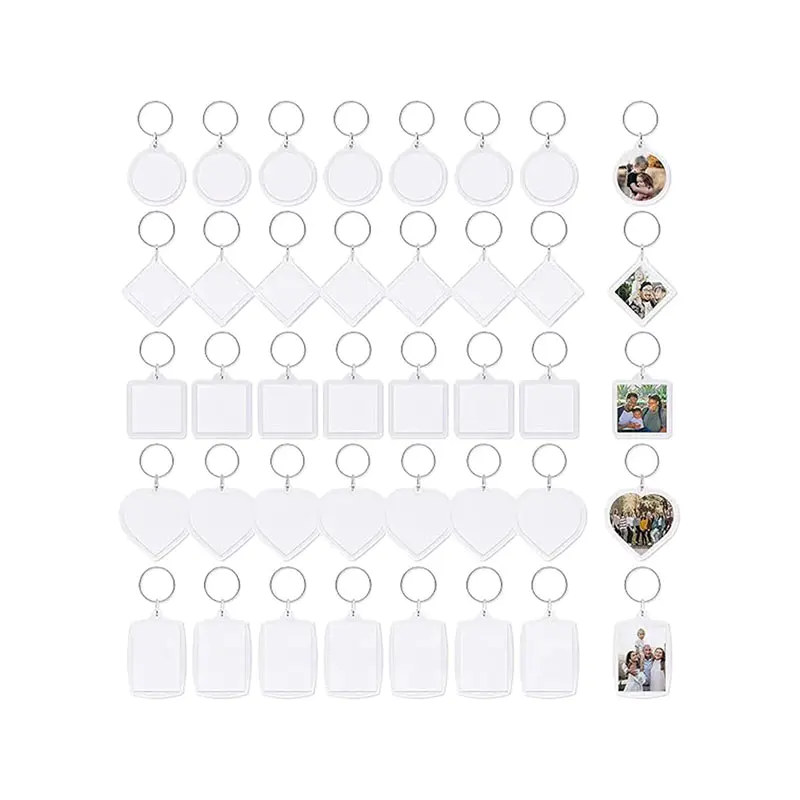 Transparent Double Side Acrylic Photo Frame Keychain Holder