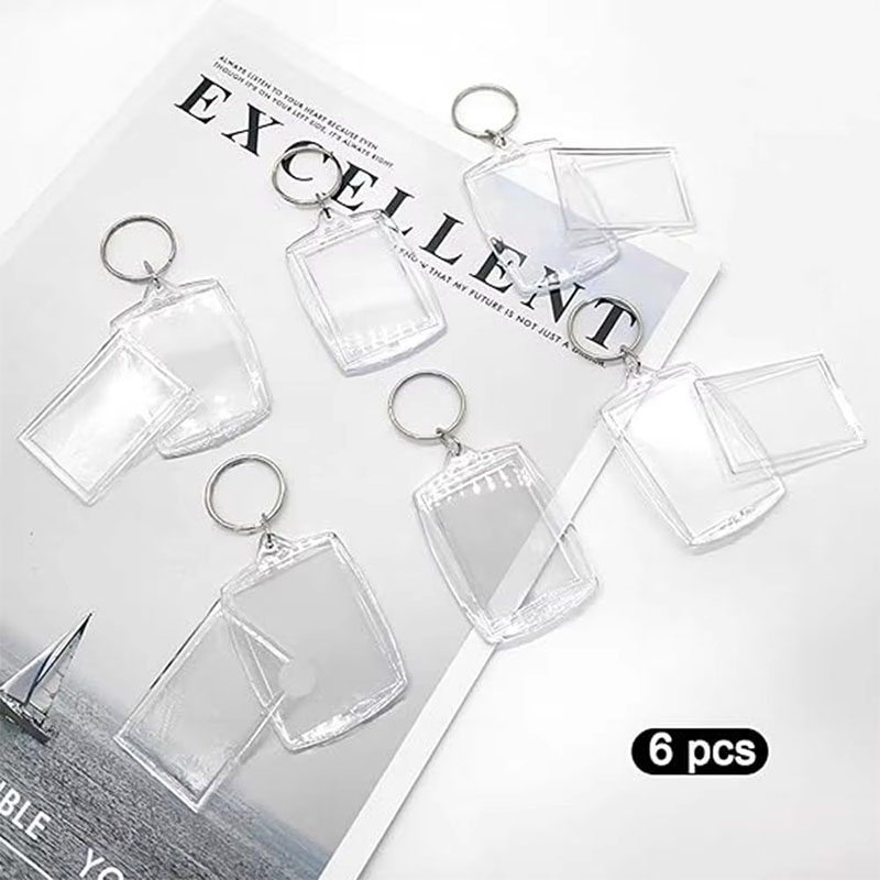 Dual Side Blank Acrylic Photo Frame Keychain DIY Charm