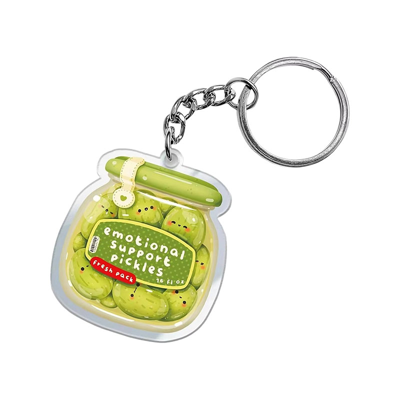 Custom Funny Emotional Support Pickle Acrylic Keychains Cute Bag Pendant Decor for Cars Motorcycles Backpack Daily Use