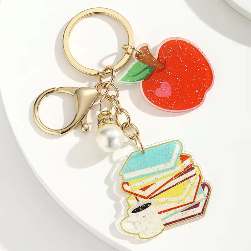Graduation Acrylic Keychain Metal Pearl Pendant Custom