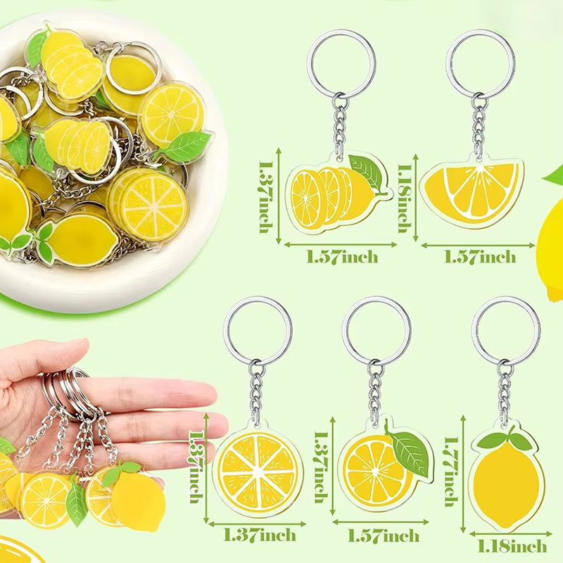 Customizable Bulk Lemon Keychains Lemon Party Favors Cute Summer Fruit Keychains for Birthday Wedding Party Decoration Supplies