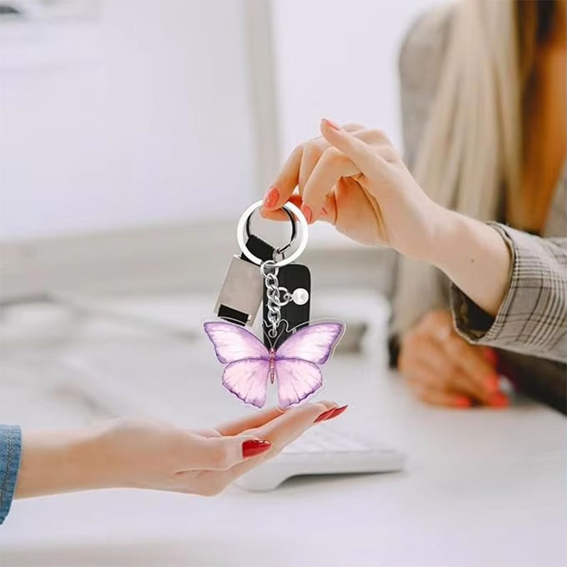 Customizable Bulk Exquisite Butterfly Acrylic Keychains Butterfly Car Keychains Bag Purse Charms Bags