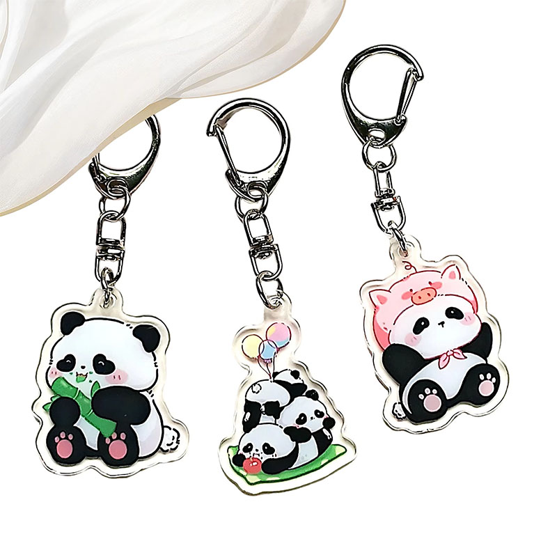 Factory Hot Sale Cute Panda Acrylic Digital Photo Flexible Customizable DIY Cartoon Custom Design Keychain-Promotion Gifts