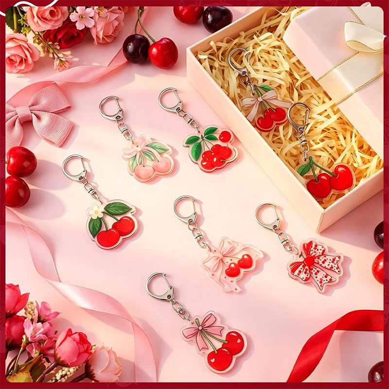 Custom Cherry Acrylic Keychain Bulk Bag Charm