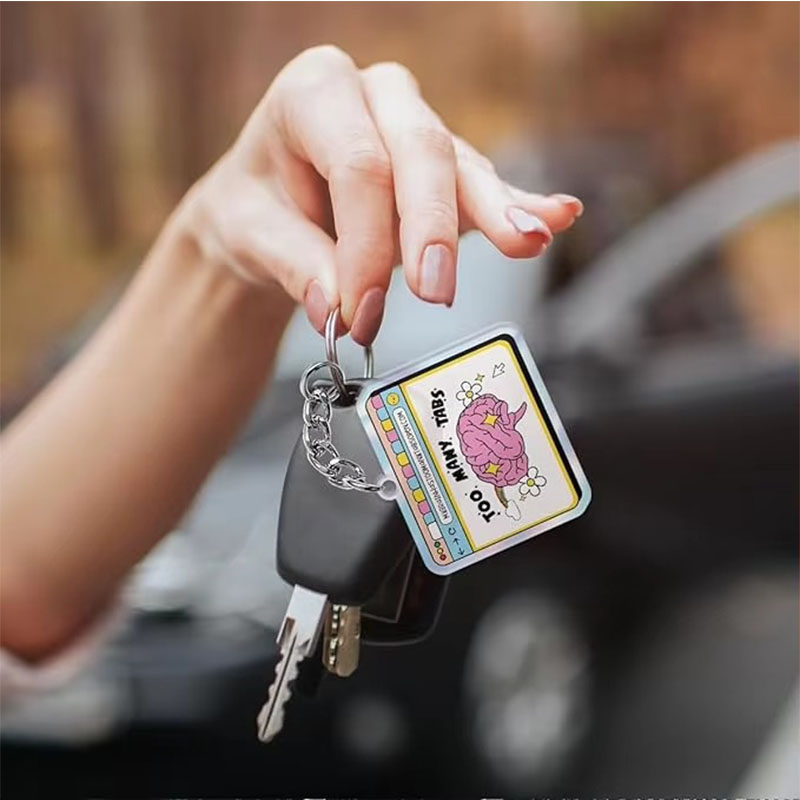 Custom Cheerful Mental Health Themed Acrylic Keychain Funny Decorative Ornament Lovely Daily Accessory Gift for Colleagues