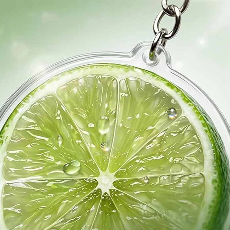 Custom Cute Lime Slice Acrylic Fruit Keychain Fresh Aesthetic Bag Charm Double Sided Pendant for Keys Backpack Purse