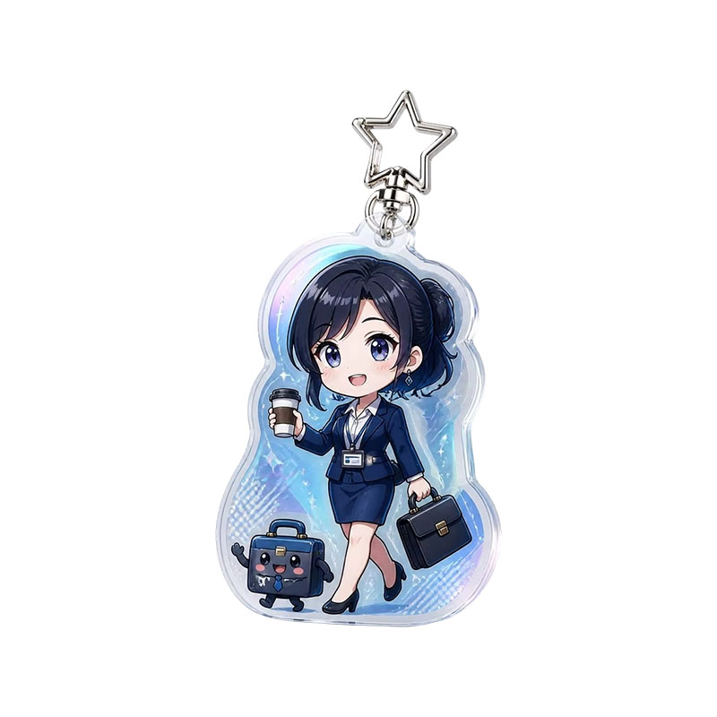 Custom Anime City Acrylic Keychain Epoxy Double Sided Pendant