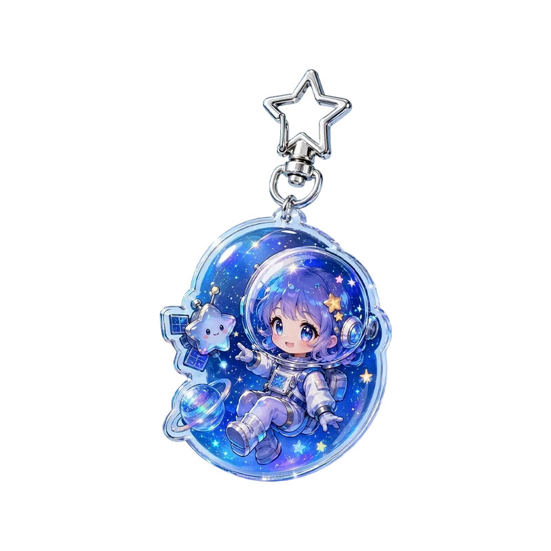 Custom Anime Acrylic Keychain Hologram Epoxy Dome Pendant