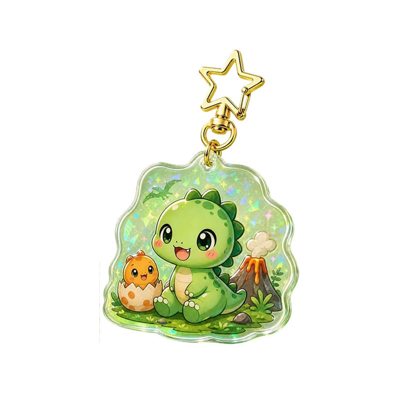 Custom Dinosaur Acrylic Keychain T Rex Anime Epoxy Charm