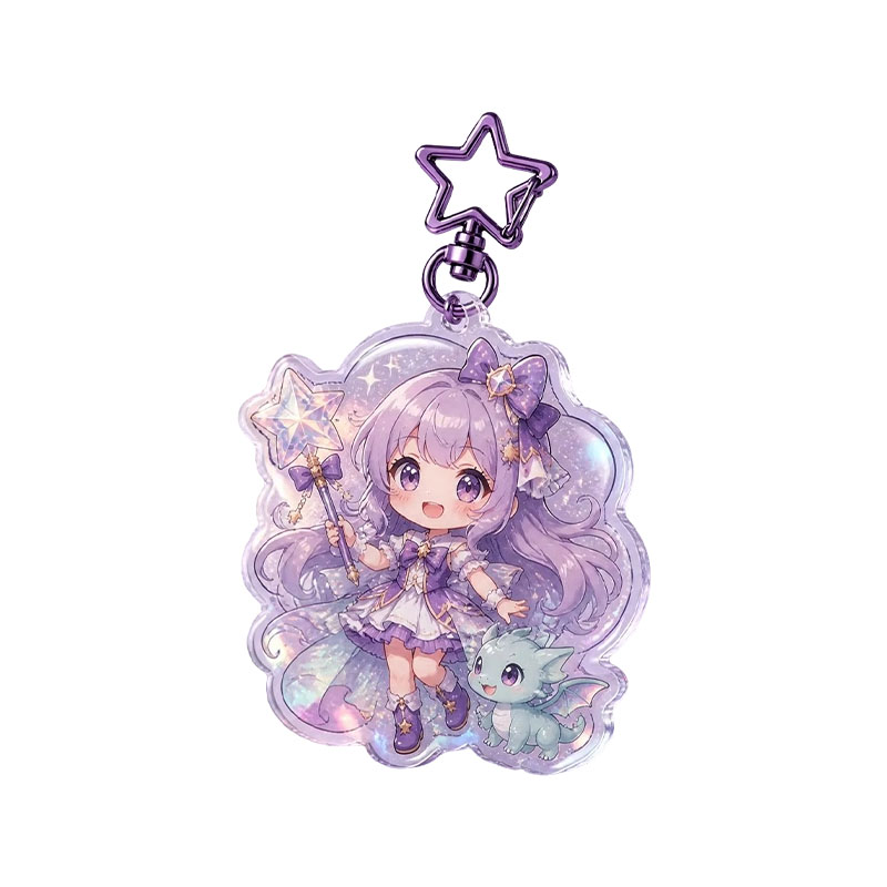 Double Sided Acrylic Keychain Glitter Epoxy Scratch Resistant