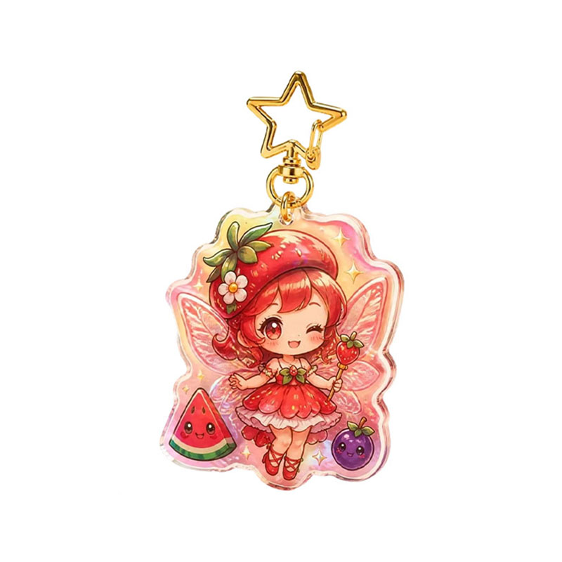 Custom Fruit Acrylic Keychain Watermelon Strawberry Epoxy Pendant