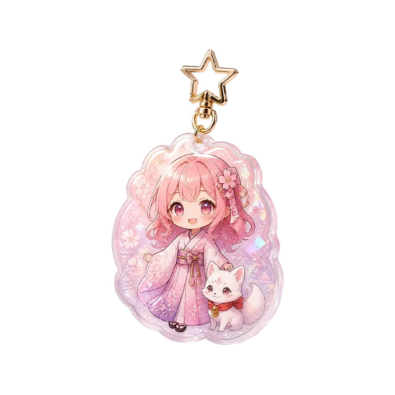 Rainbow Holographic Acrylic Epoxy Keychain Anime Pendant