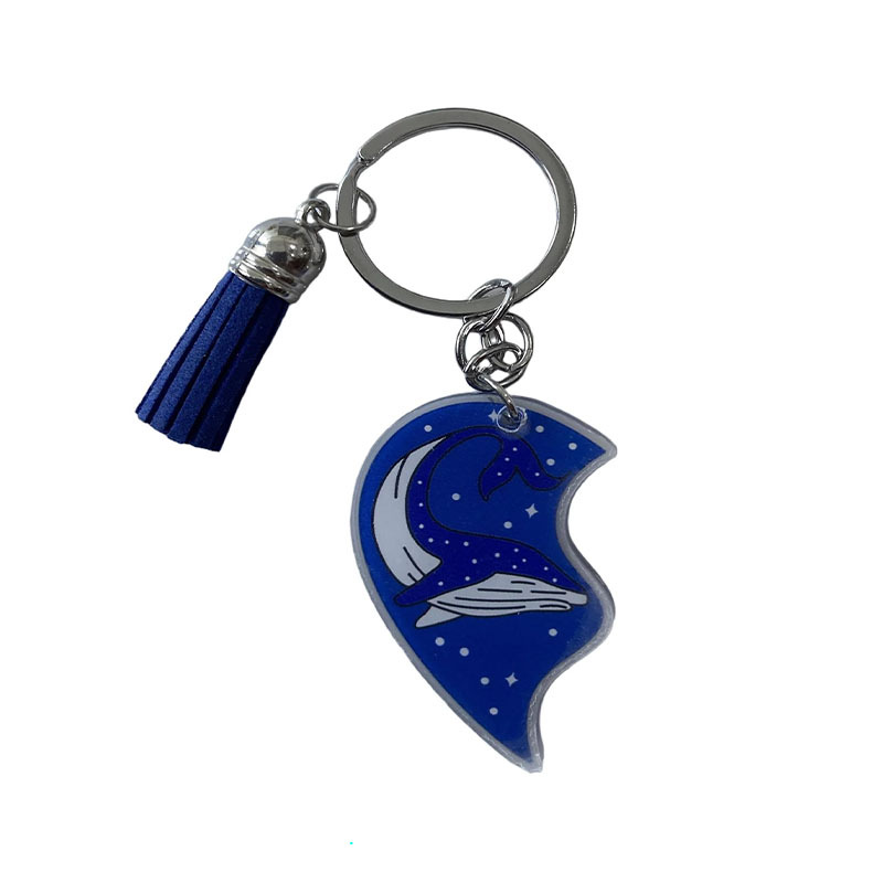 Custom Anime Heart Couple Keychain UV Printed Cartoon Style Light Plastic (Acrylic) with Magnetic Zinc Alloy Metal Type