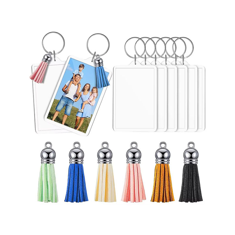 Square Acrylic Photo Frame Keychain Double Layer Design