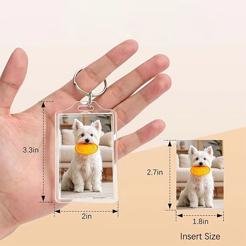 Custom Photo Insert Acrylic Photo Frame Keychain Double