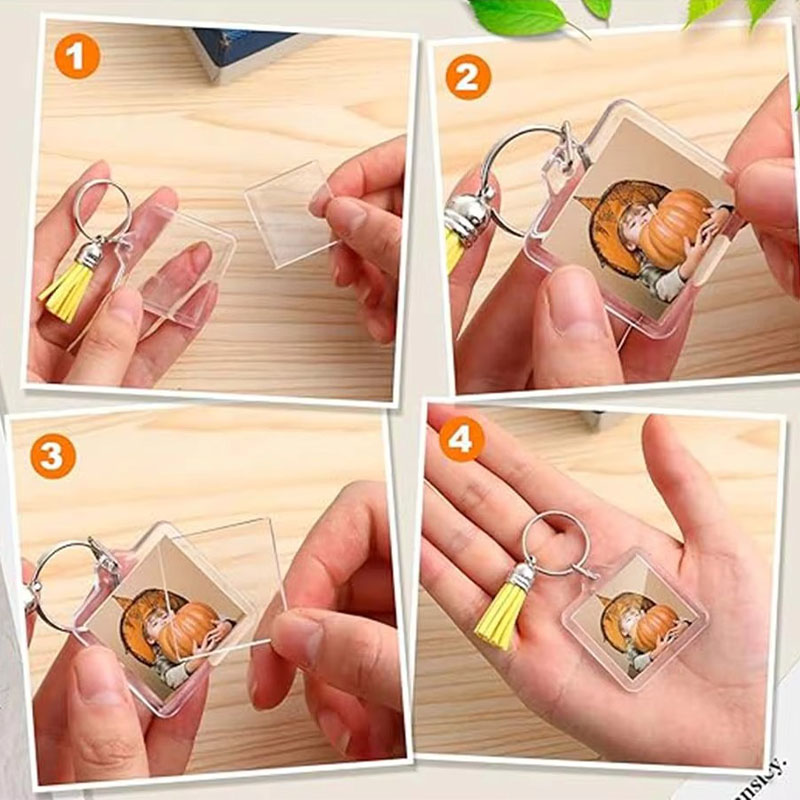 Anti Scratch Acrylic Photo Frame Keychain Insert Shell