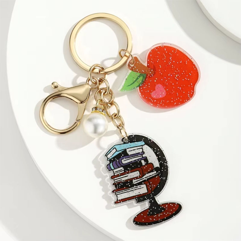 Graduation Acrylic Keychain Metal Pearl Pendant Custom