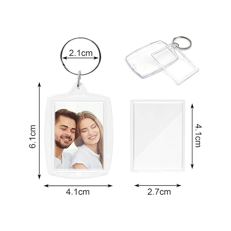 Dual Side Blank Acrylic Photo Frame Keychain DIY Charm