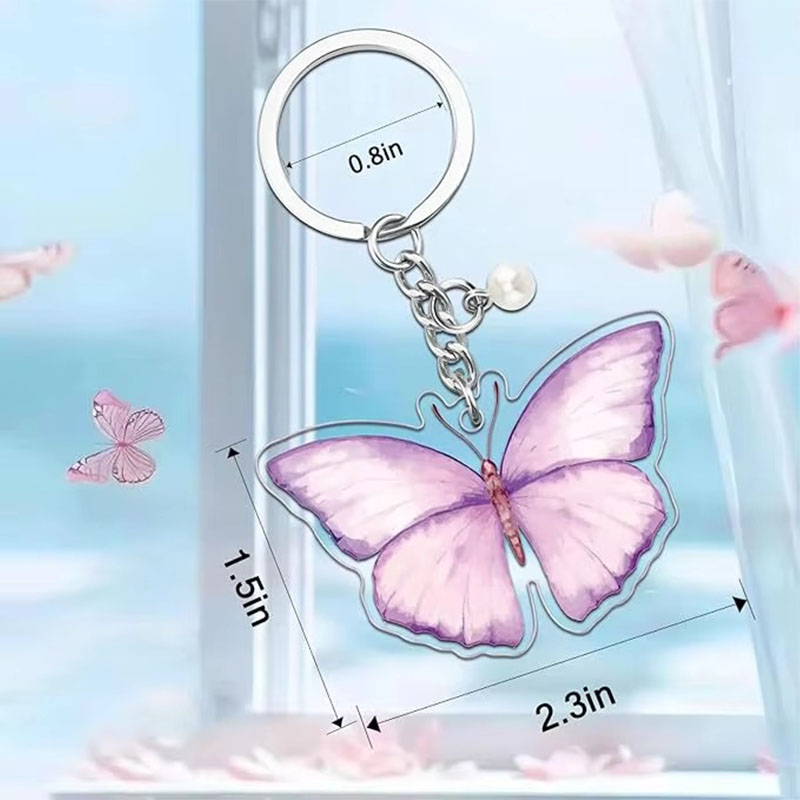 Customizable Bulk Exquisite Butterfly Acrylic Keychains Butterfly Car Keychains Bag Purse Charms Bags