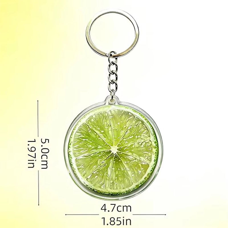 Custom Cute Lime Slice Acrylic Fruit Keychain Fresh Aesthetic Bag Charm Double Sided Pendant for Keys Backpack Purse