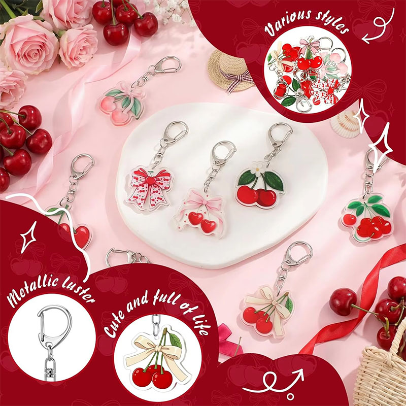 Custom Cherry Acrylic Keychain Bulk Bag Charm