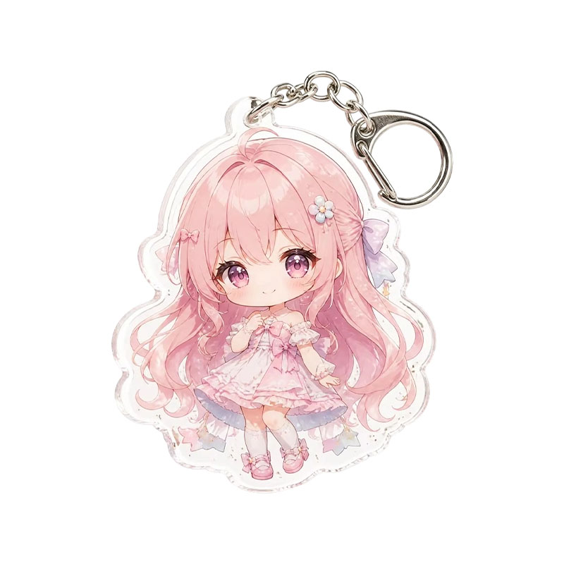 Clear Acrylic Cartoon Keychain Champagne Charm Design