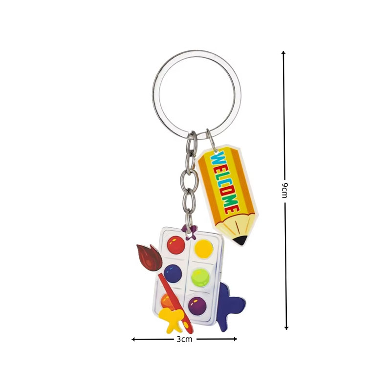 Cute Cartoon Rainbow Heart Keychain Pendant New Acrylic PVC Plastic Backpack Car Hanging Decoration Gift for Couples
