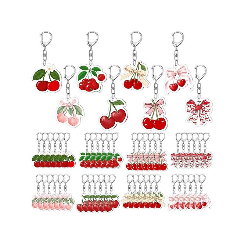 Custom Cherry Acrylic Keychain Bulk Bag Charm