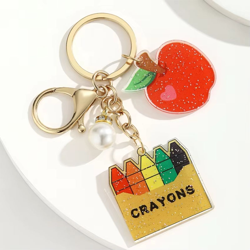 Graduation Acrylic Keychain Metal Pearl Pendant Custom