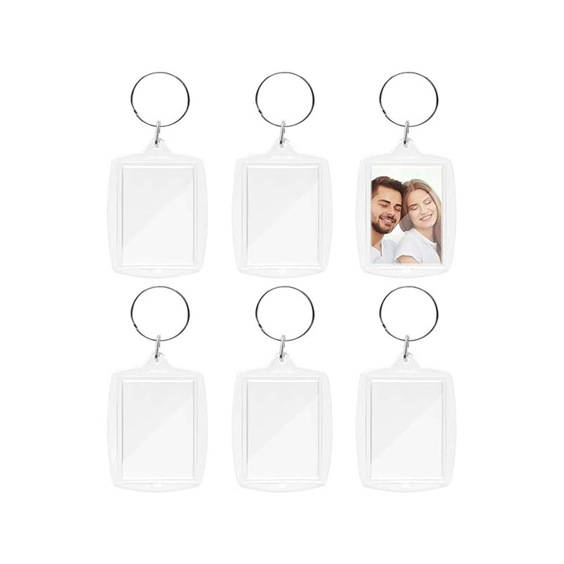 Dual Side Blank Acrylic Photo Frame Keychain DIY Charm